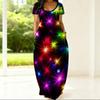 Plus Size Crew Neck Short Sleeve Tunic Dress For Ladies Summer Relaxed Daily Wear