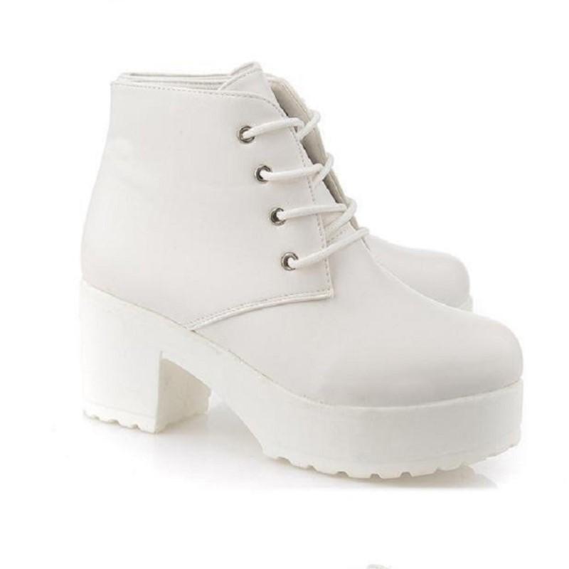 Women Spring Autumn Boots Platform High Heel Lace Up Ankle Fashion Comfortable Wear For Daily Use Durable Material With Good Quality