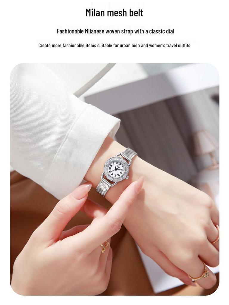 Gedi Retro Geprägte Goldene Uhr mit Weizenähren-Armband - Elegante Damen-Quarzuhr