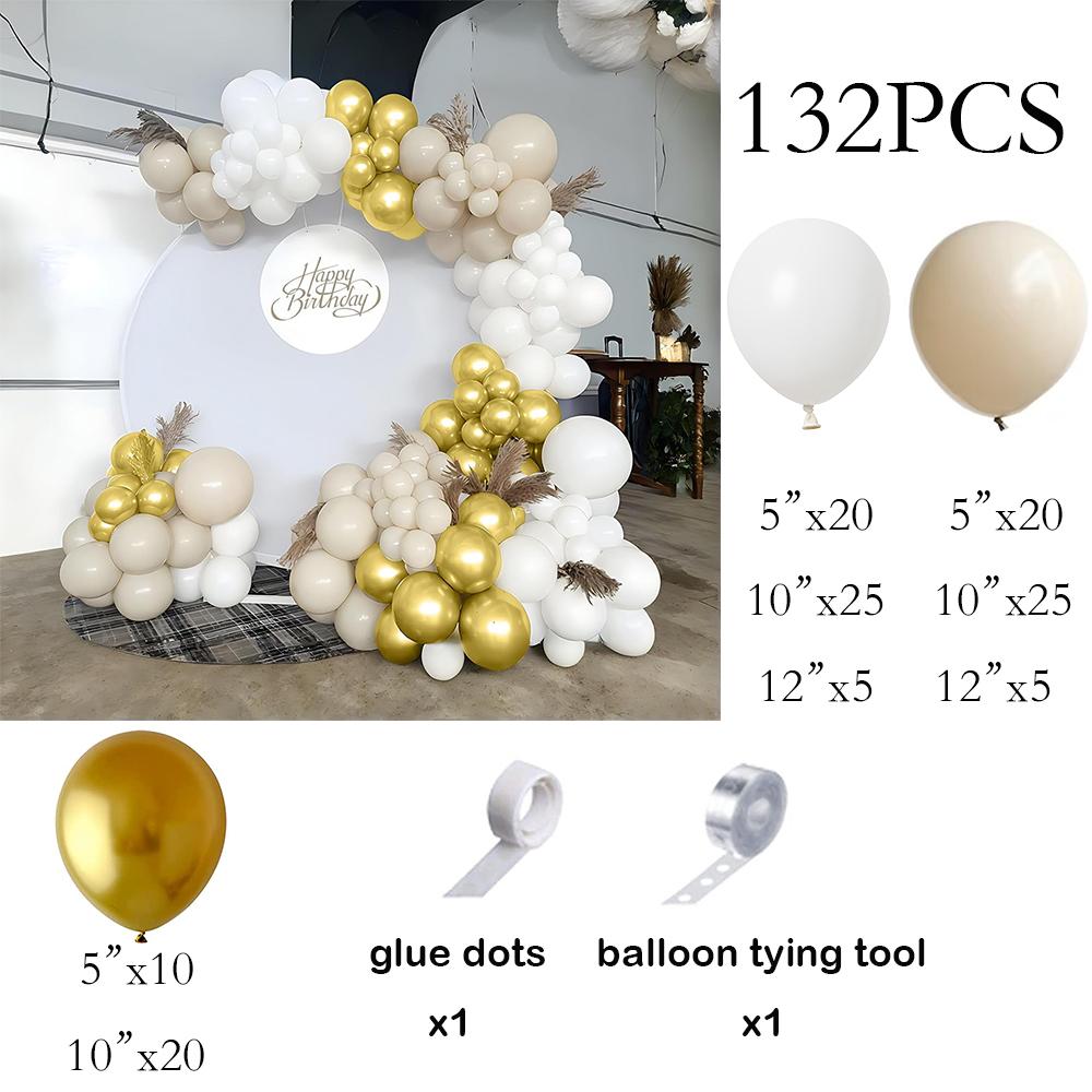 

White Snad Balloons Garland Sand White Gold Balloon Arch Kit Baby Shower Birthday Party Wedding Anniversary Decoration Globos AS Picture