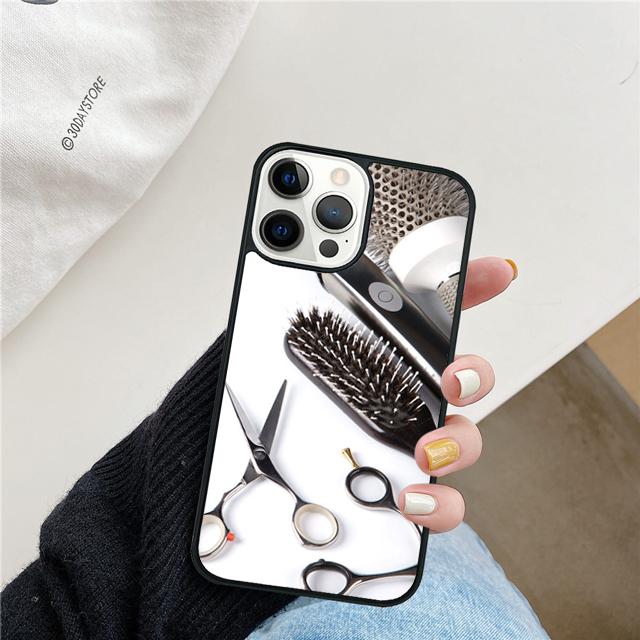 Scissors and Combs Barber Shop Hair Stylist Phone Case Cover For iPhone 17 Air 15 16 Pro Max 14 13 12 11 Pro Max Plus SE
