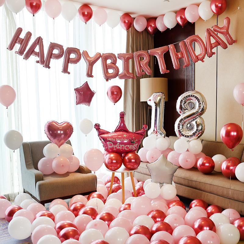 Happy Birthday Party Supplies: 18 & 10 Year Olds Scene Decor with Balloons