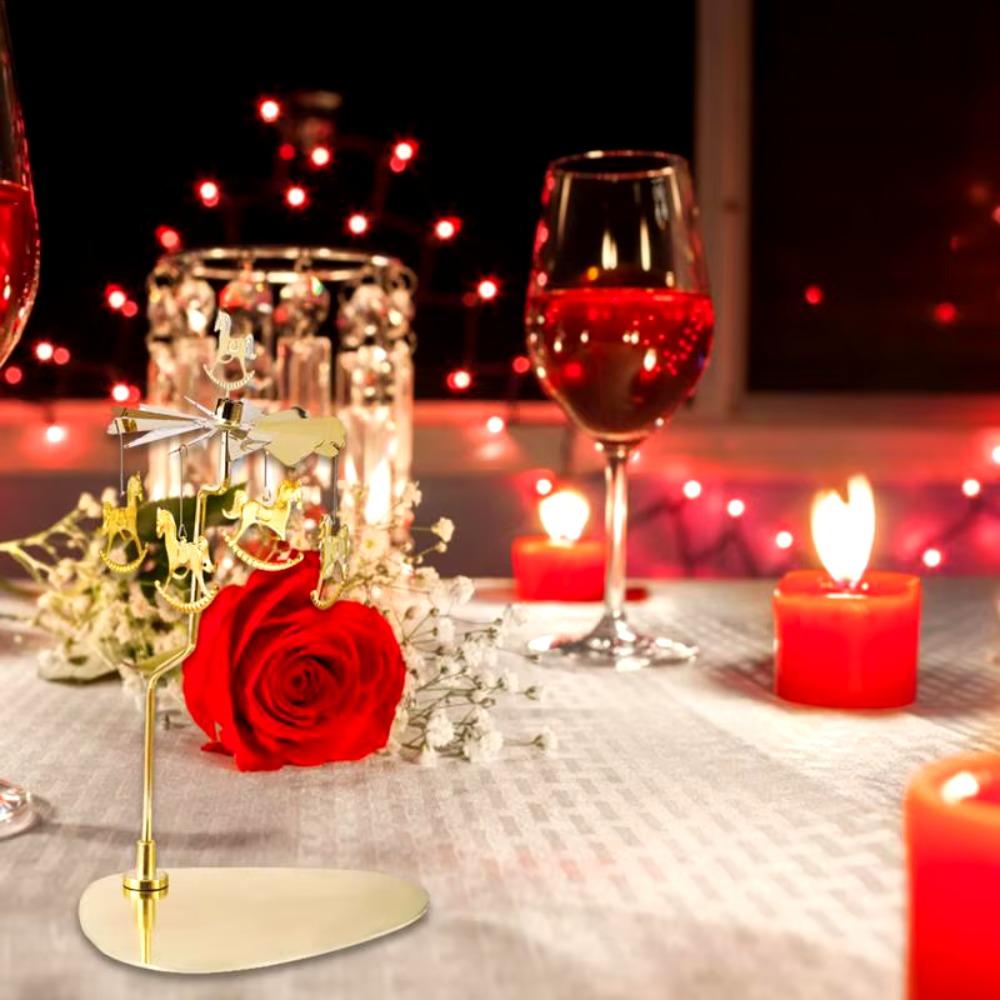 with Base Rotary Candle Holder Gold/Silver Tealight Holder Romantic Rotating Candlestick  Gift