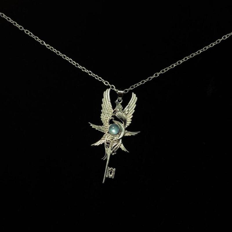 Moon Wing Key Necklace,Vintage Jewelry ,Feather Key Charm,Fashion Choker For Women Men Accessories Gift