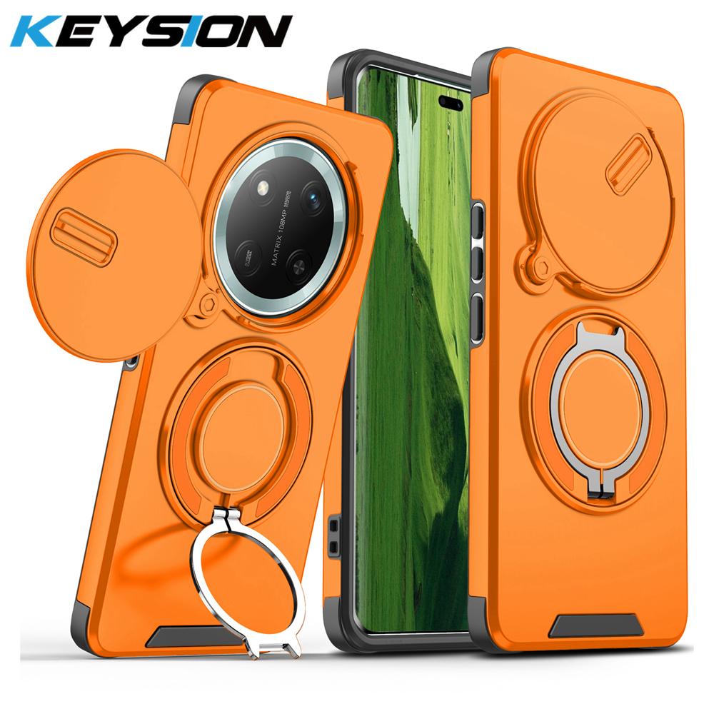 KEYSION 360° Ringständer Handyhülle für Honor X9c 5G X9c Smart Slide Kameraschutz Magnetische stoßfeste Abdeckung für Magic 7 Lite