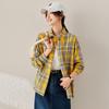 Women's Yellow Plaid Button-Up Shirt