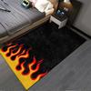 Schwarzer Teppich mit rotem Flammen- und gelbem Randdesign für die Heimdekoration Geeignet für den Einsatz als Anti-Rutsch-Matte für Wohnzimmer, Schlafzimmer, Sofas