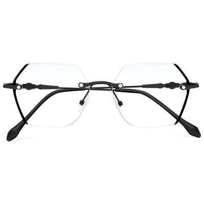 Blue Light Blocking Rimless Fashion Eye Strain Work from Ultra Black [Dollger] Glasses, Frame, Glasses, Relief, Office, Home, Unisex, Lightweight,