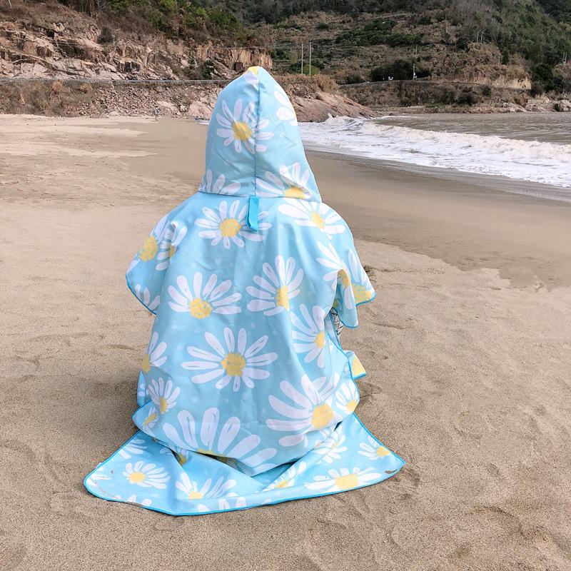 Poncho da surf per adulti con cappuccio in pile double-face - Asciugamano da spiaggia e per cambi ad asciugatura rapida.