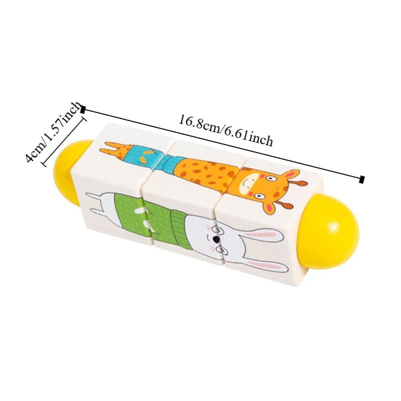 3D Wooden Rotating Puzzle Wooden Grasp Building Block Toys Wooden Jigsaw Puzzle  Childhood