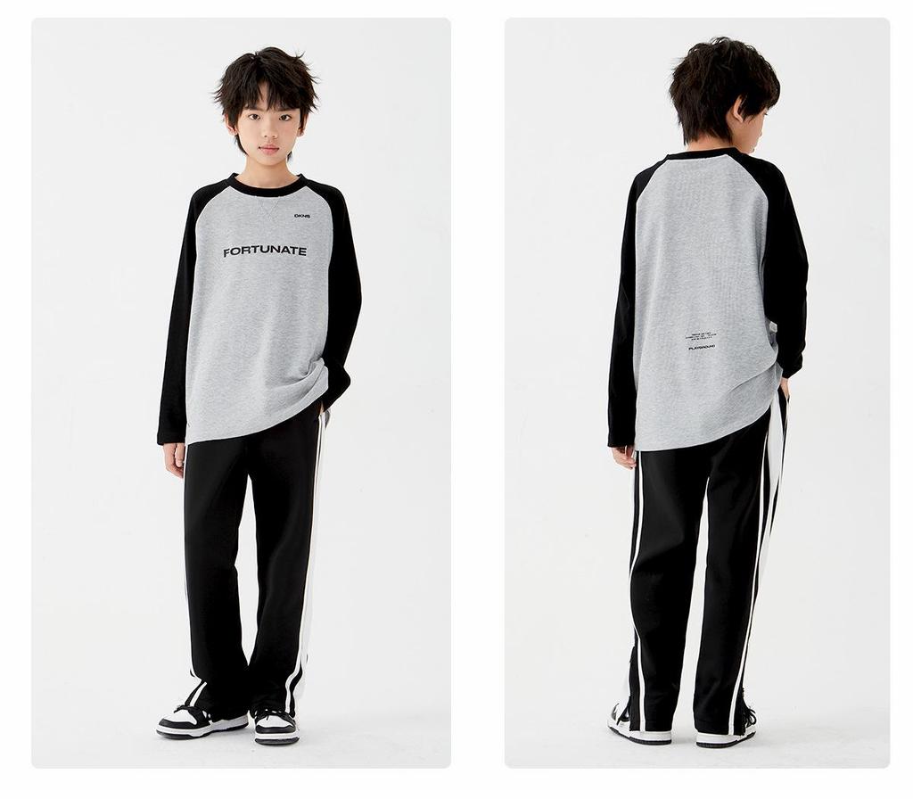 DK Kids' Retro Contrast Wide-Leg Pants – Autumn Casual Sportswear for Girls & Boys