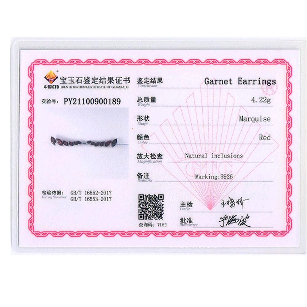 Natural Gemstone Garnet Earrings Simple Design 925 Sterling Silver Fine Jewelry for Women Fashion Design