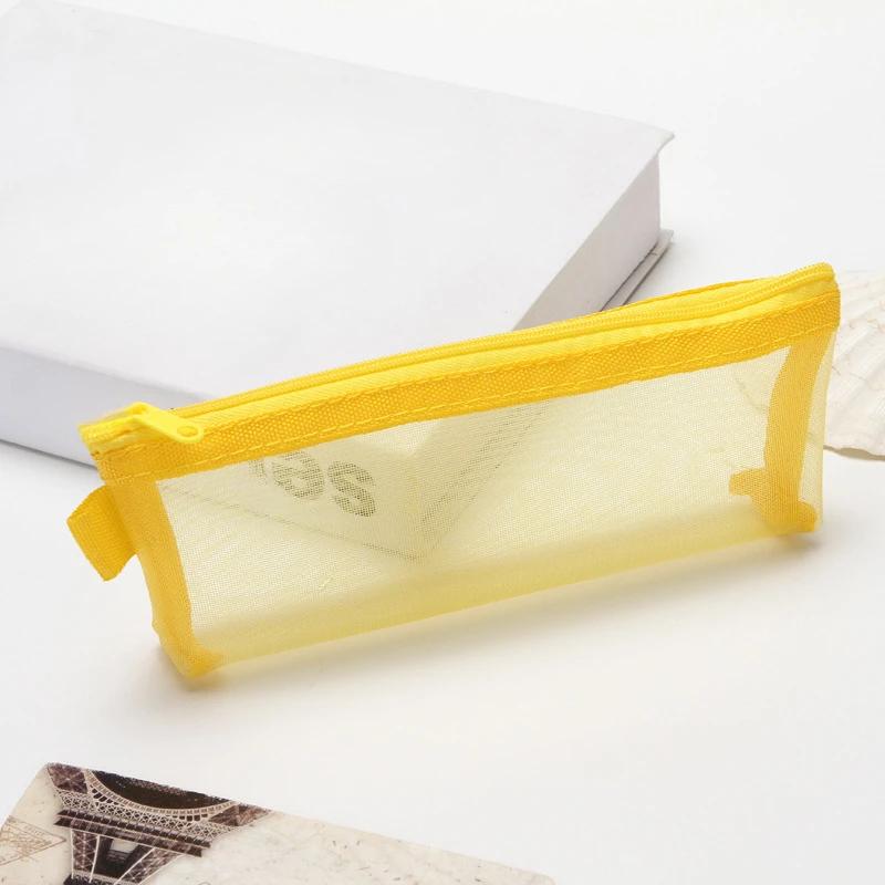 

Студенты, видимые сетчатые сумки для хранения, большая емкость, пенал для ручек, ящик для хранения канцелярских принадлежностей, кисти для макияжа, сумка-органайзер для туалетных принадлежностей жёлтый