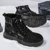 Martin Boots Men's Autumn New Camouflage High-top Mountaineering Outdoor Shoes Platform Breathable Canvas Tooling Labor Insurance Shoes
