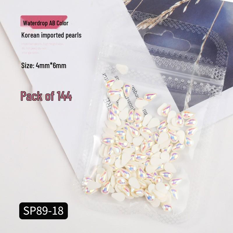 Korean Iridescent AB Pearl Nail Art Stickers - Various Sizes & Shapes
