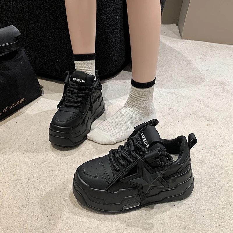 Fashion 6cm Heel Leather Women Casual Shoes White Platform Wedge