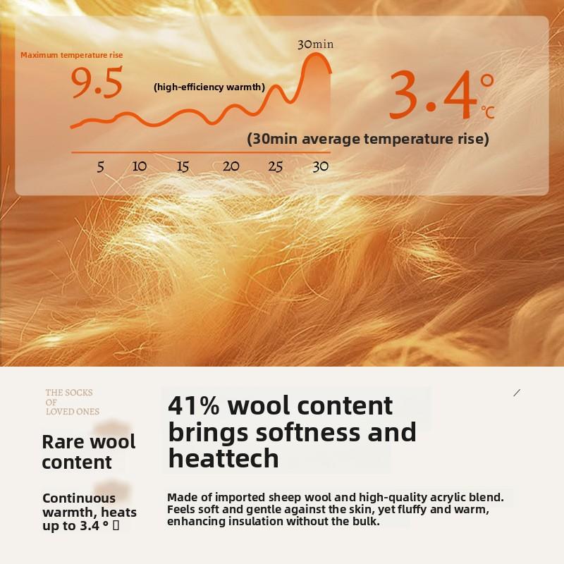 Wool Socks for Women's Autumn and Winter Warmth Mid-calf Socks, Antibacterial Wool Socks