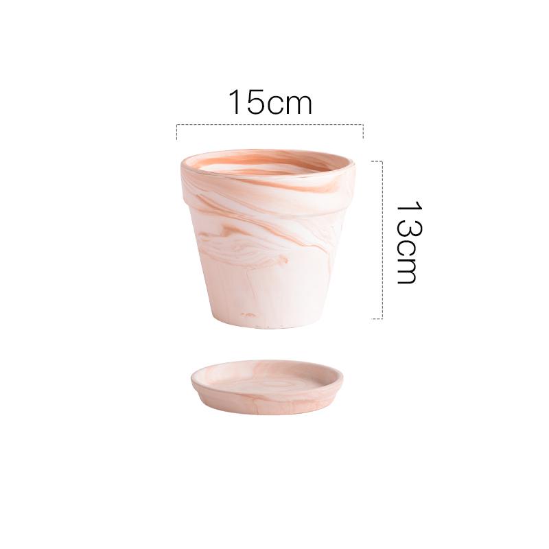 Terracotta Nordic Ceramic Flower Pot with Tray - Large, Coarse Pottery for Succulents and Pothos
