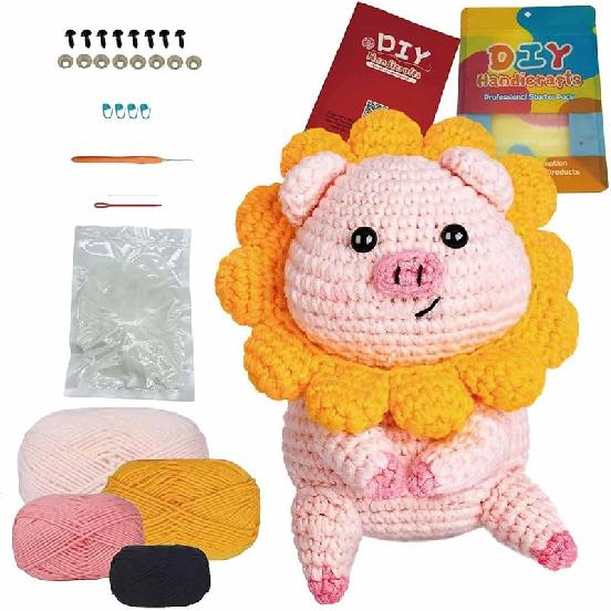 MENGSOOD Crochet Kit for Beginners,Baby Calf Beginner Crochet Kit Pattern Crochet Animal Kit Knitting Kit for Adults Kids with Step-by-Step Video