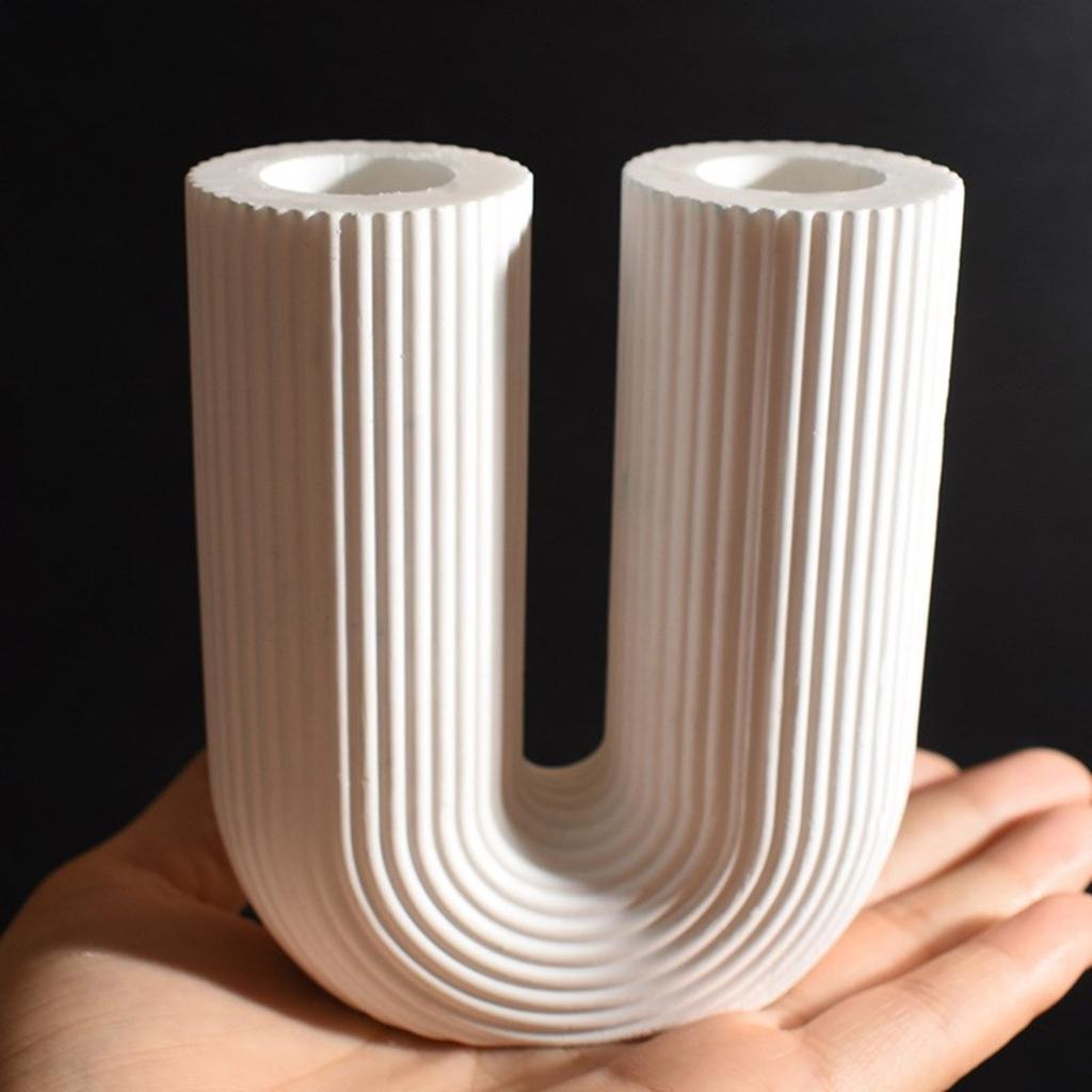 High Quality Silicone Mold For Creating Unique Geometric Striped U Shaped Candle Holders Perfect For Special Occasions