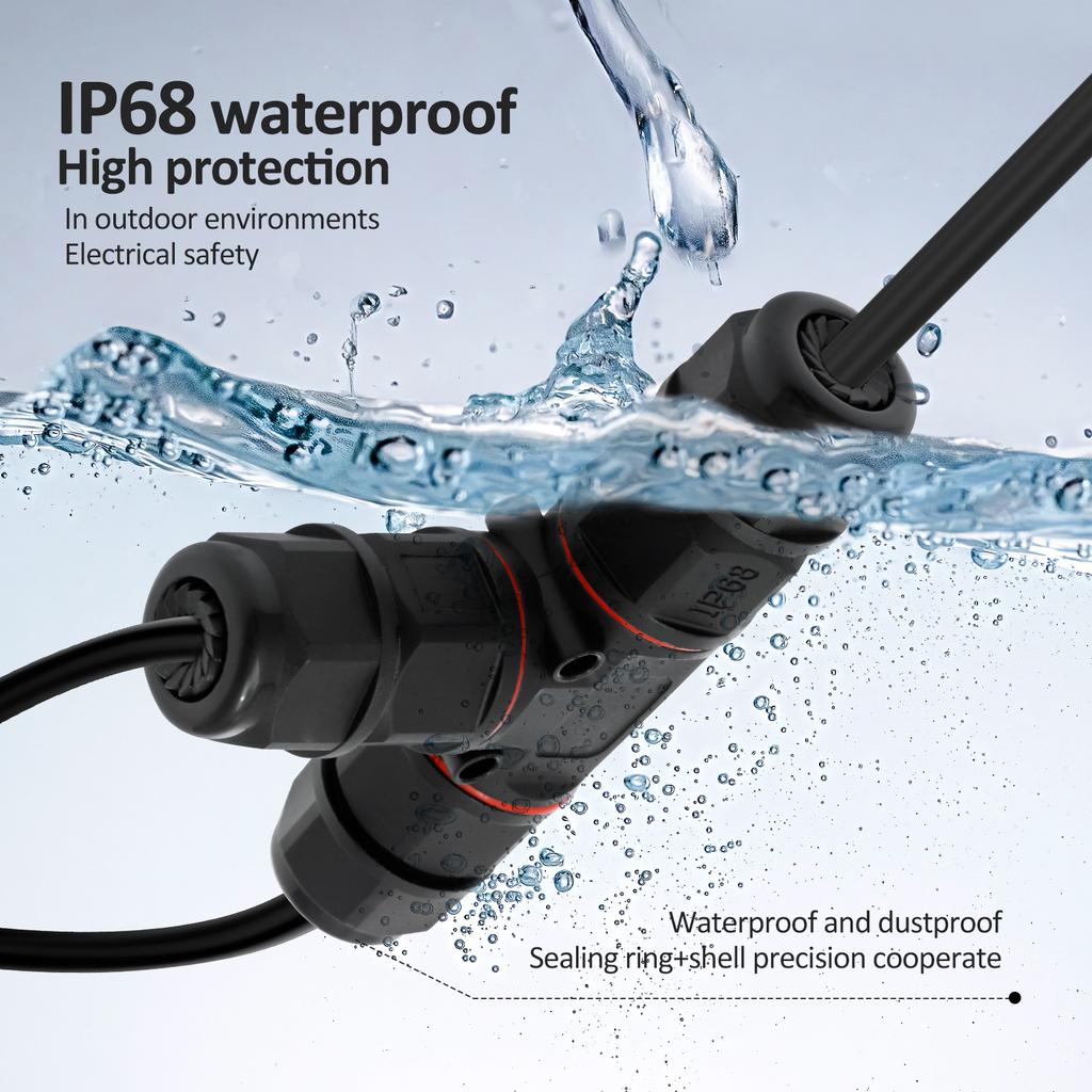 4Pcs 3-Pin Waterproof Cable Connectors for 8-12 Mm Diameter Earth Cable Connector IP68 Connection Box Junction Box for Garden