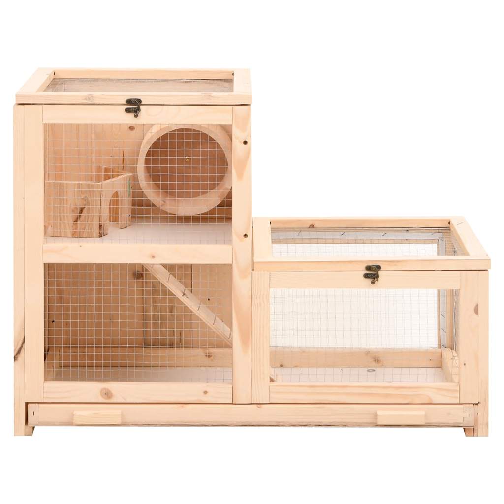 Vidaxl Hamster Cage, 81X40X60 Cm, Solid Fir Wood