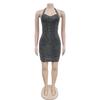 C7179 European & American Fashion Sexy Halter Rhinestone Bodycon Pencil Dress for Women