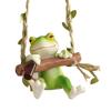 Frog on A Swing Ornament Compact Resin with Hemp Rope Hanging Decor Relaxing Garden Table Decorations for Indoor Outdoor