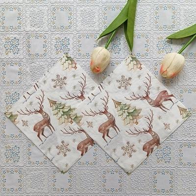 20 adet/paket 33*33cm 2 katlı tek kullanımlık parti peçetesi noel deseni