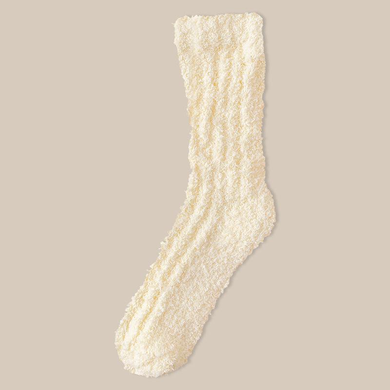 Coral velvet socks for women autumn winter thick warm couple home men's mid-tube sleeping socks plush moon floor socks