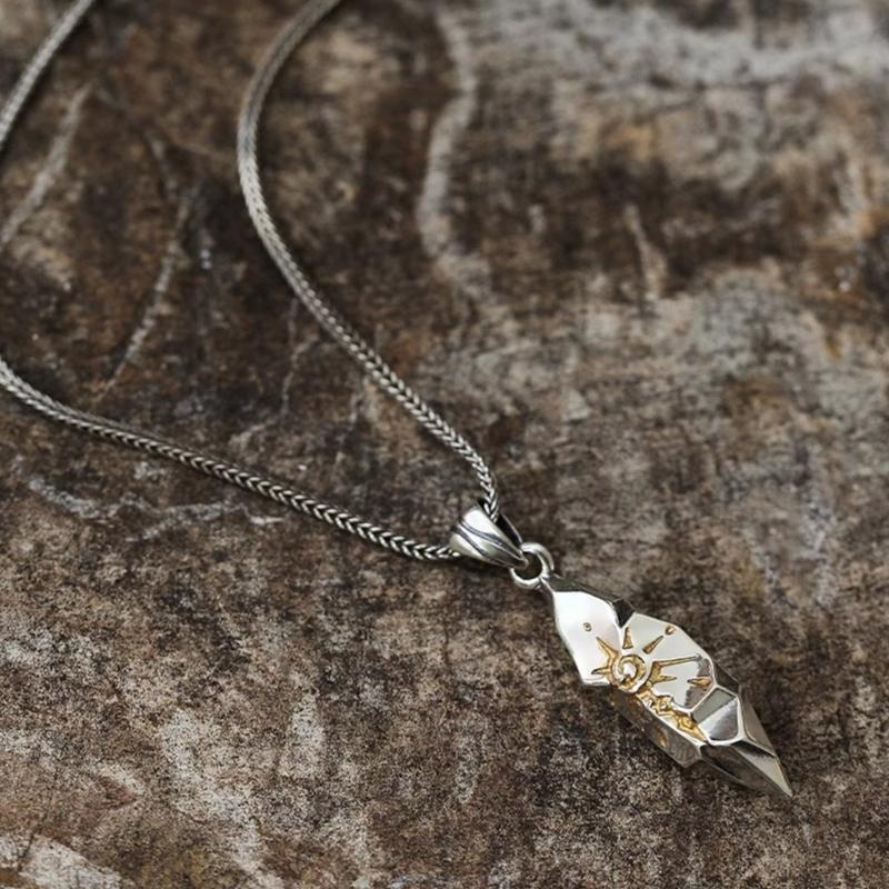 Simple Wishing Stone Pendant Necklace Clavicle Chain Adjustable Sweater Chain Vintage Collar Necklace Fashion Jewelry