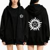Pentagram Printed Zipper Hoodie Autumn Winter Women Casual Vintage Oversize Fashion Long Sleeve Fleece Sweatshirts
