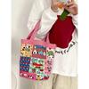 Cute Graffiti Bucket Bag for Women, Ins Style Cartoon Print Round Cylinder Handbag, Korean Fashion Shoulder Tote for Lunch and Daily Use