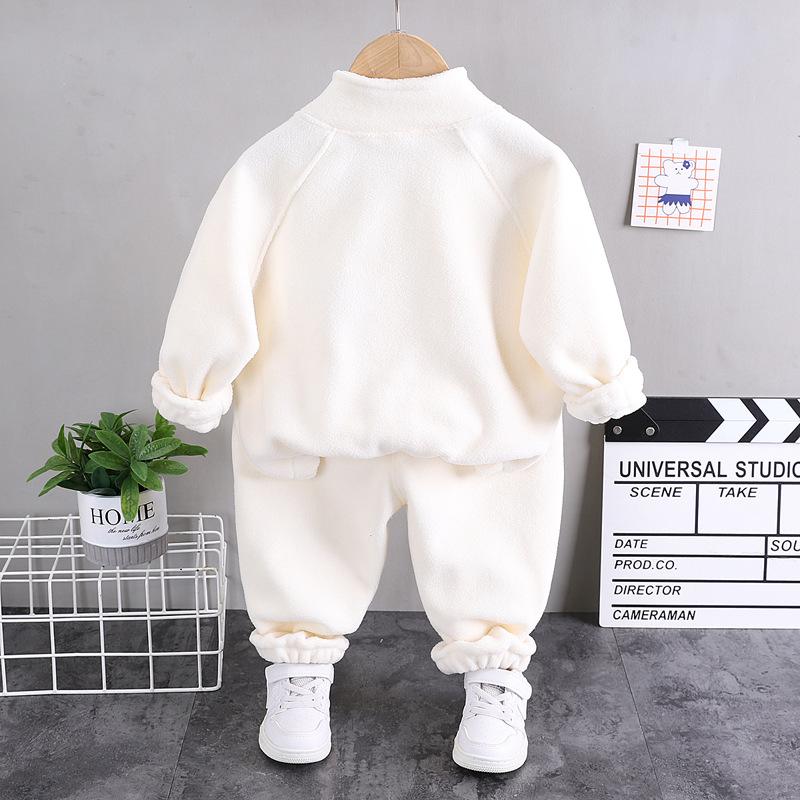 New Winter Girls Plush Set for Boys Casual Sports Two-piece Set for Baby Toddler Outdoor Clothing Sets