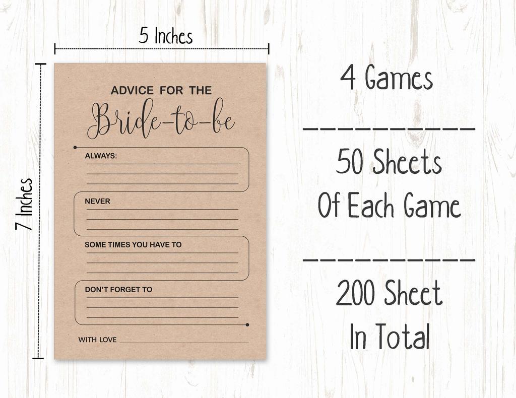 Inkdotpot Bachelorette Party Games Set Bundle Of 4(50 Sheets Each) W Miss To Mrs Gold Banner Kraft Rustic Fun Bridal Shower Games