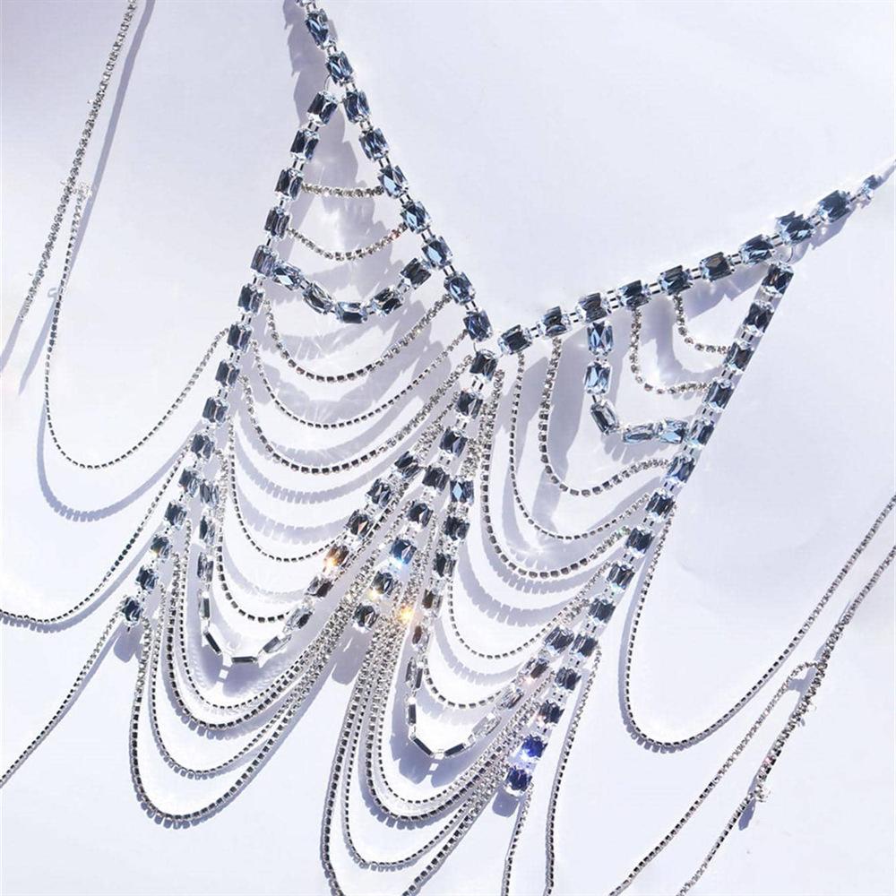 Rhinestone Bikini Breast Chain, Stylish Multi-Layer Crystal Breast Chain, Sexy Luxury Rhinestone Body Chain Accessories