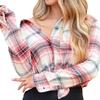 Spring and Autumn Plaid Shirt, Long-sleeved Pockets, Button-down Shirt, Mid-length Lapel, All-match Elegant Thin Jacket, Women