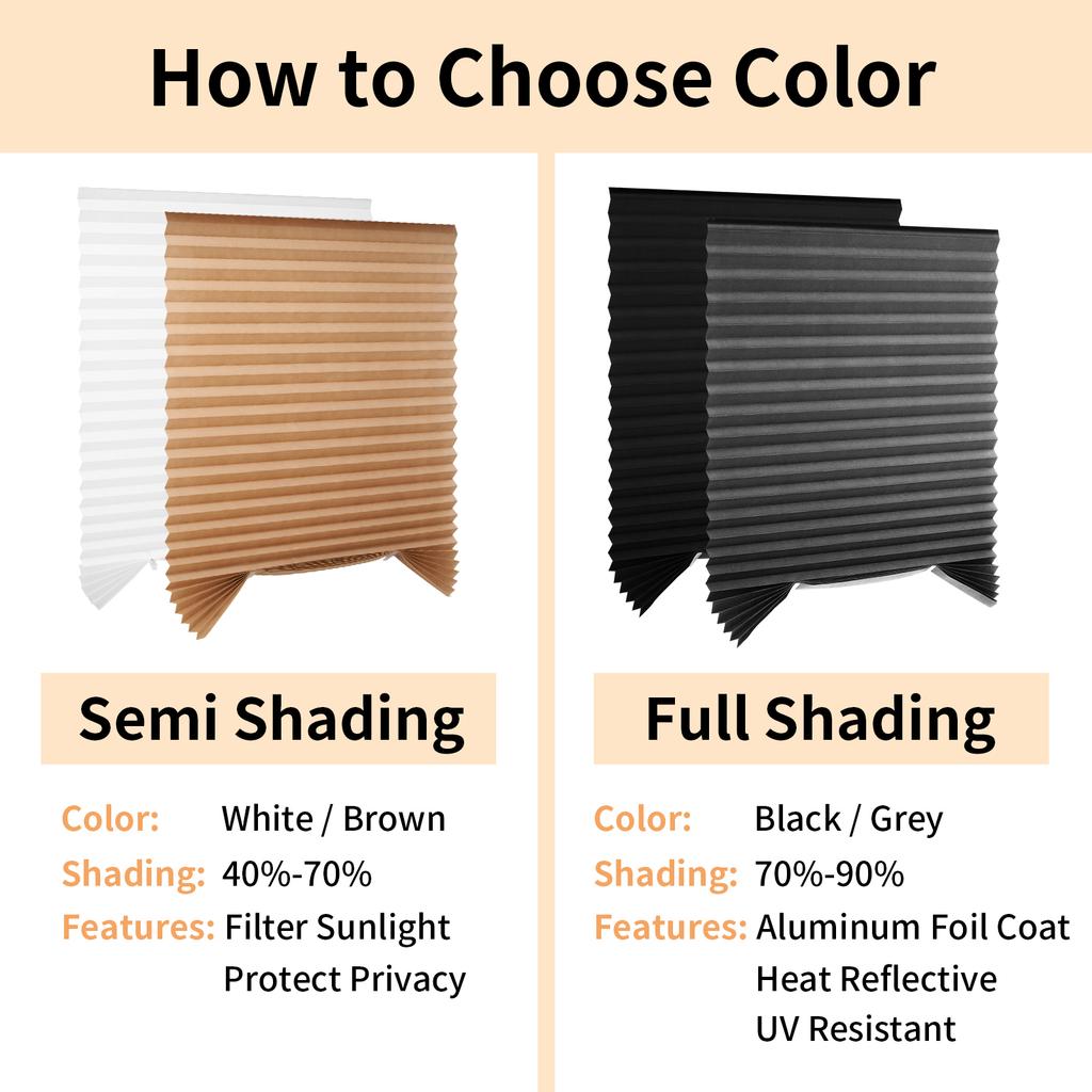 No Drill Blinds Stick On Curtains Blinds for Bedroom Kitchen Bathroom Windows Light Filtering Privacy Protection with Clips