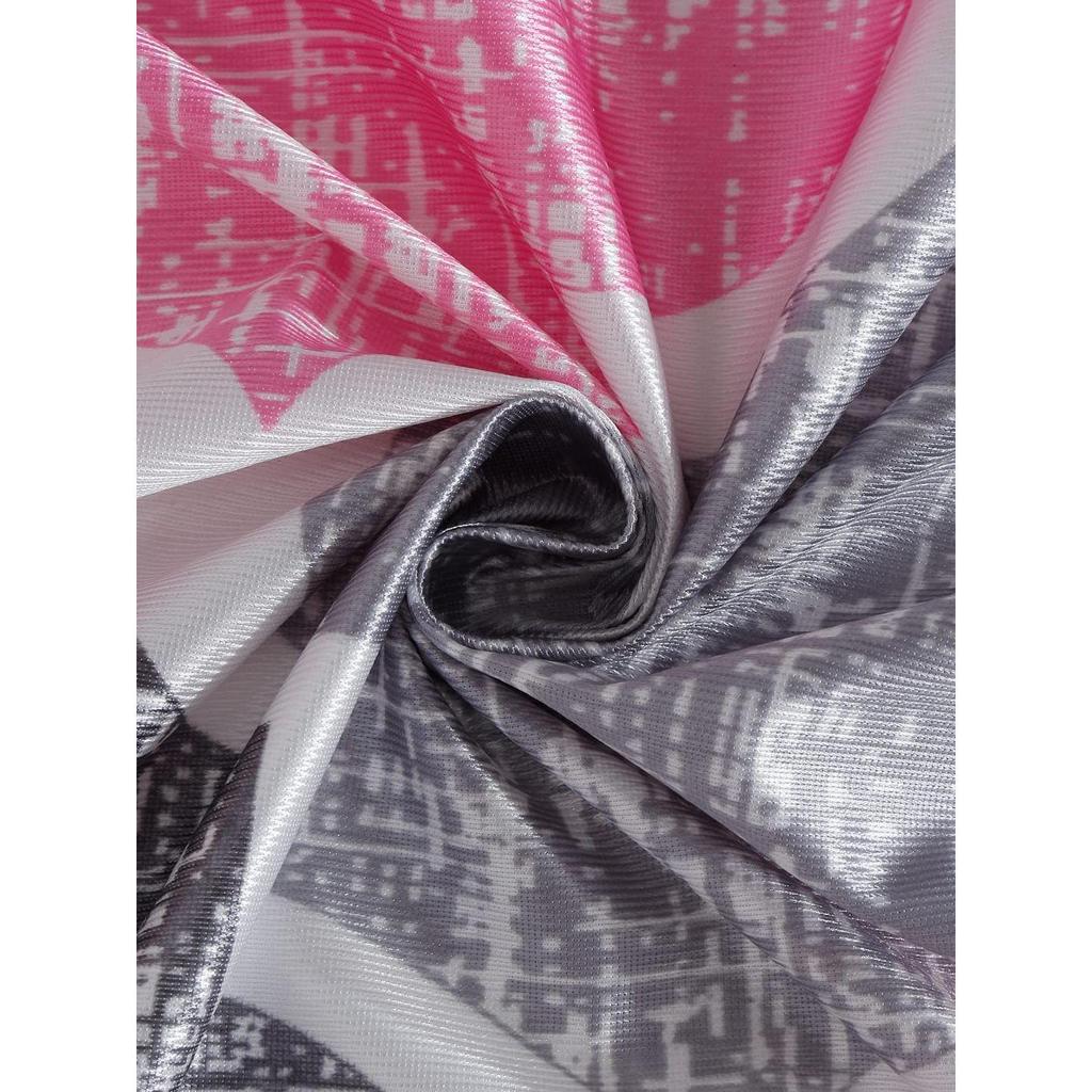 2 Piece Moroccan Motif Eyelet Glace Cotton Long Door Curtains -  Pink