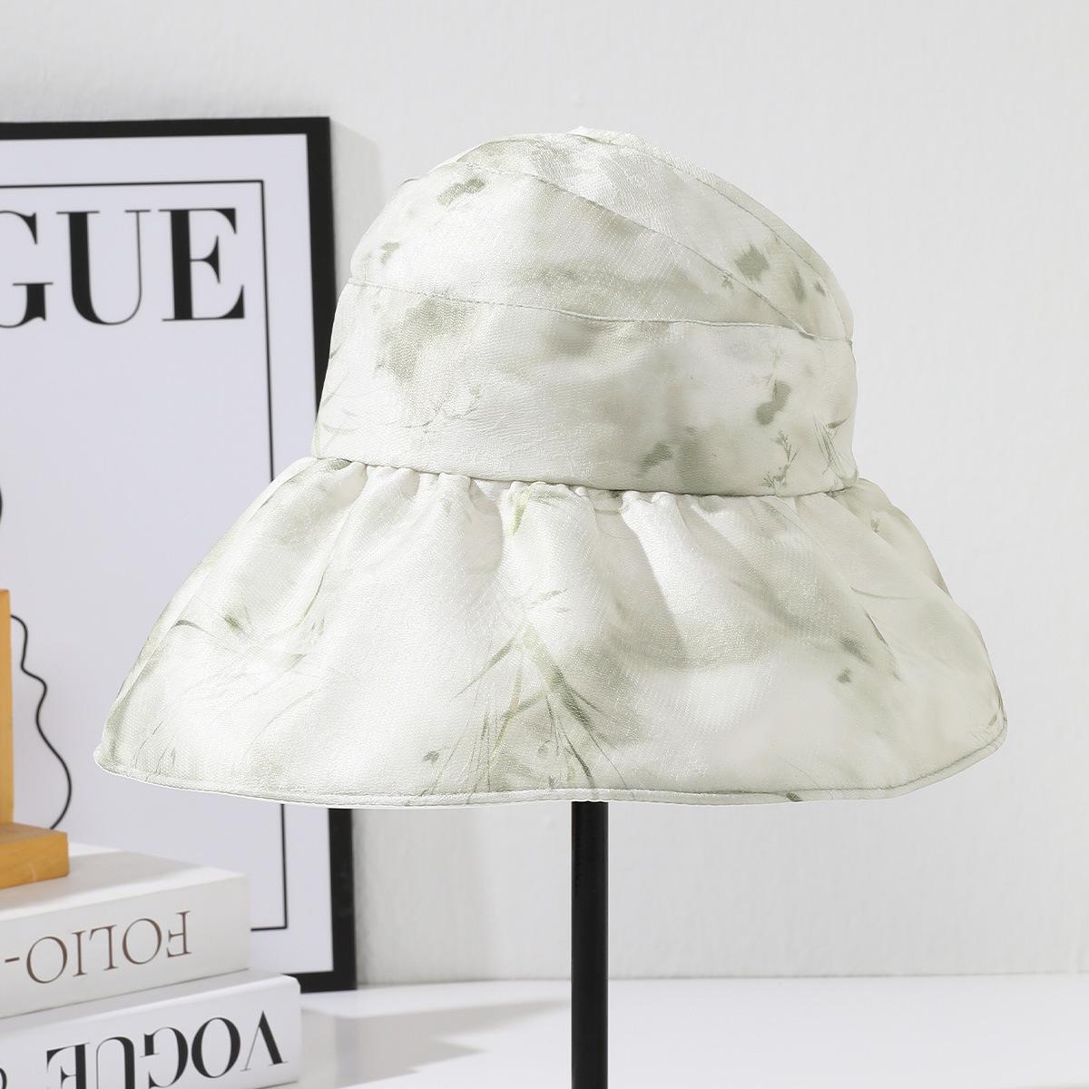 

Солнечная шляпа детская летняя дорожная с большими полями и защитой лица от солнца, модная шляпа от солнца с принтом и открытым верхом, дышащая и делающая лицо маленьким Adjustable зелёный