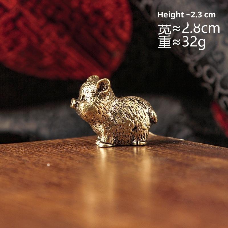 Brass 12 Zodiac Animal Head Sculpture Small Statue Desktop Ornaments Vintage Beast Figurines Mini Lucky Home Decorations Crafts