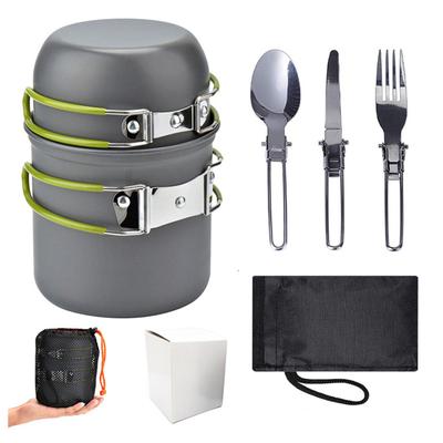 Set da Cucina da Campeggio Portatile Set di Pentole da Esterno Mini Set Fornello a Gas Nature Hike Set da Picnic per Cucinare con Cucchiaio Forchetta Coltello Pieghevoli