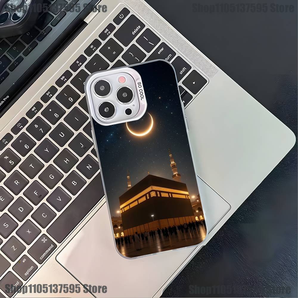 Moslimský a Kaaba Pouzdro na telefon Pro iPhone 17,16,15,14,13,12,11,Pro,XS,Max,Plus,Mini,SE4,E Bílé Matné Nárazuvzdorné Kryt
