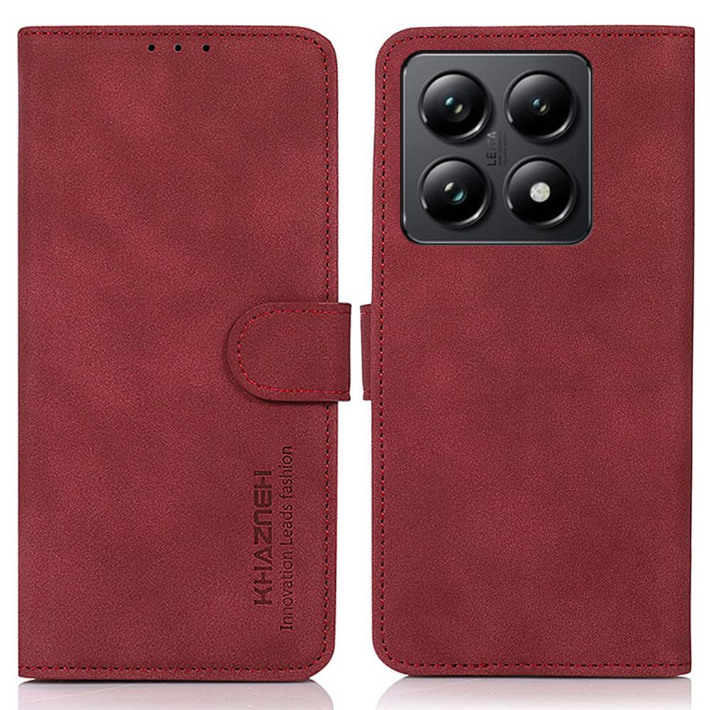 

KHAZNEH For Xiaomi 14T Stand Case PU Leather Wallet Phone Cover Red