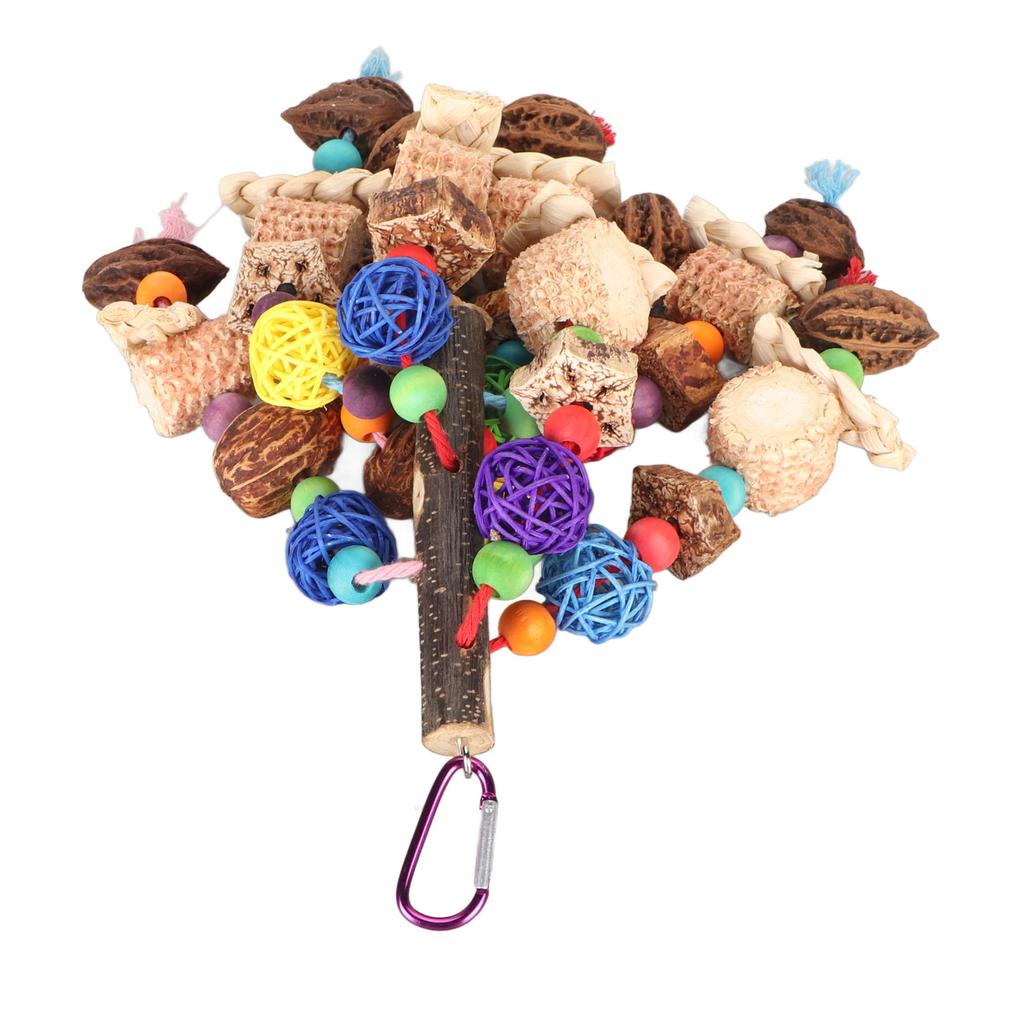 Bird Chew Toy Colorful Beak Grinding Boredom Relief Rattan Ball Corn Cob Nuts Parrot Chewing Toy
