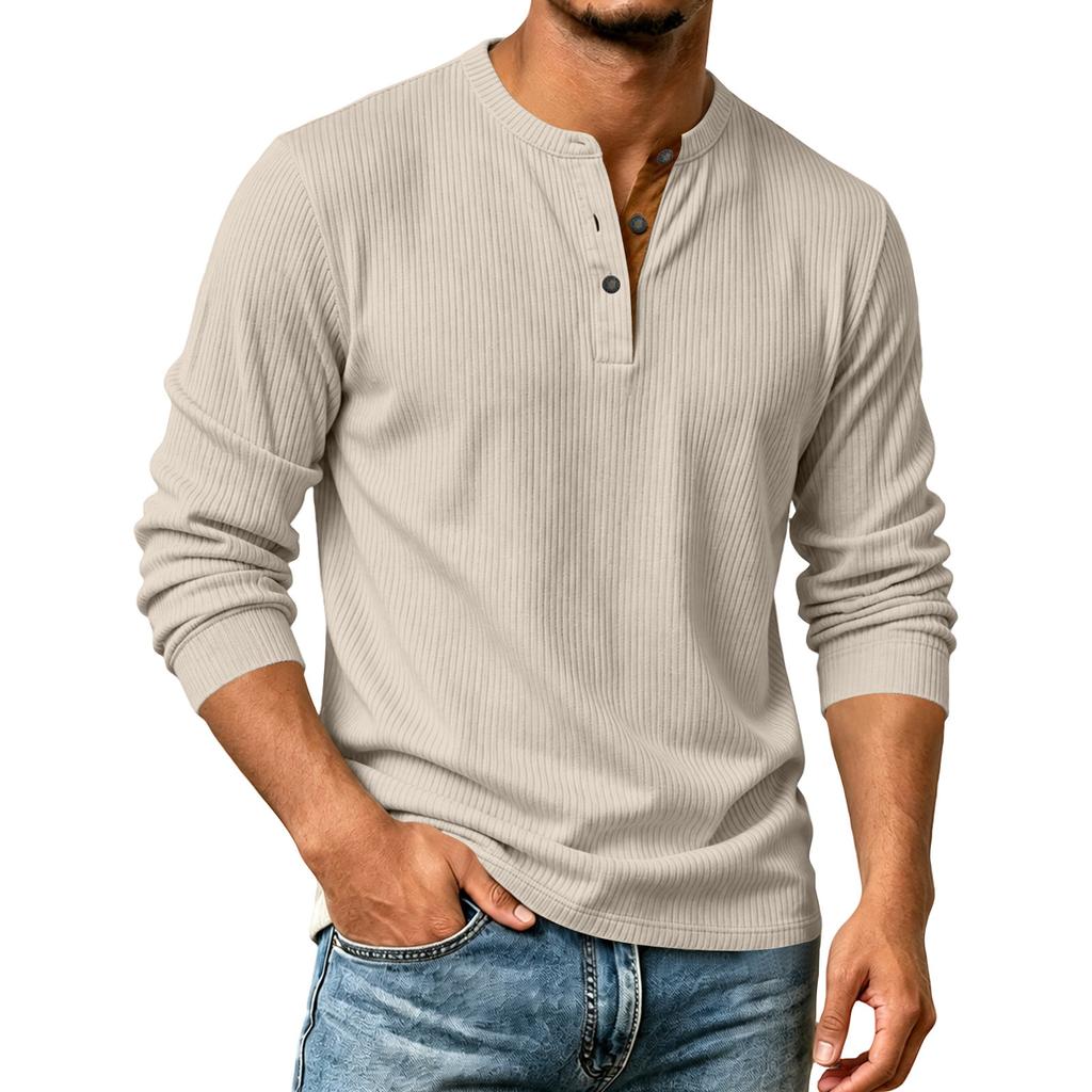 Camisa de Pana de Manga Larga para Hombre Color Casual con Botones para Otoño