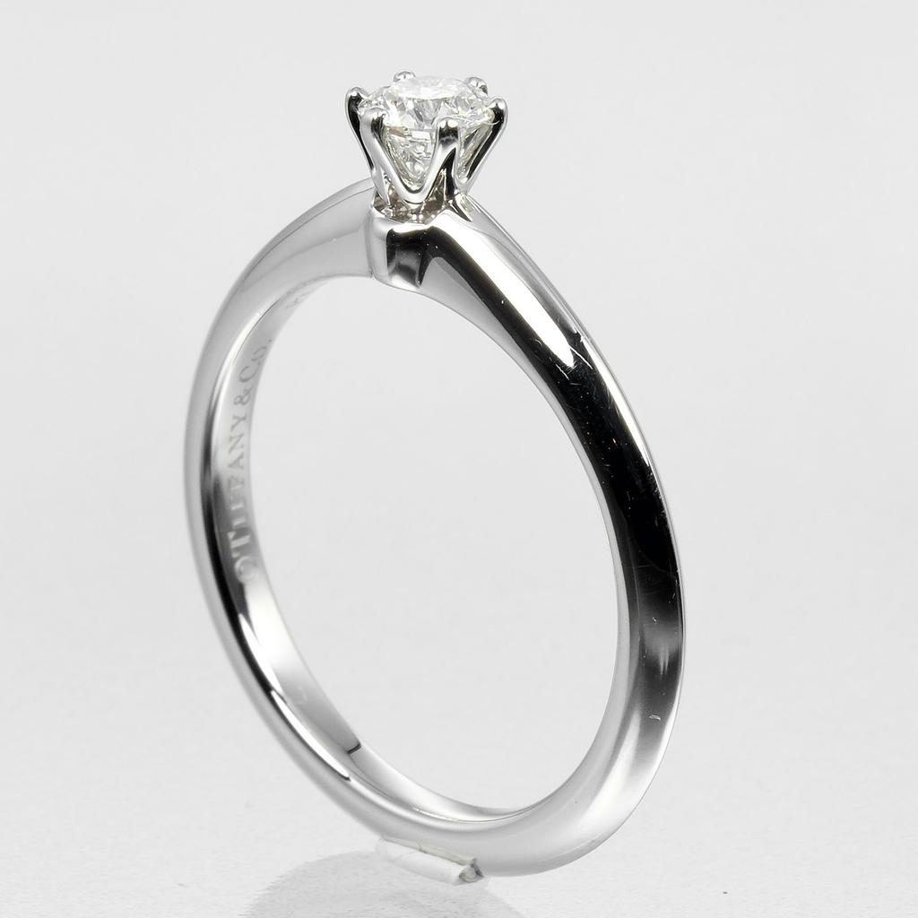 TIFFANY&Co. Solitaire Ring 0.23ct Pt950Platinum/diamond #5.8(US Size) 4.32g Women Used