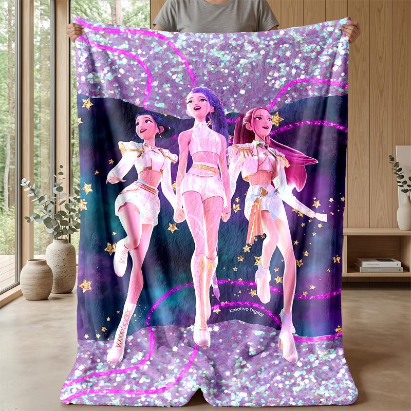 Coperta Morbida Calda Leggera in Flanella Stampata Kpop Demon Hunters Coperta per Tutte le Stagioni per Divano Letto Campeggio Decorazione Casa Regalo di Festa