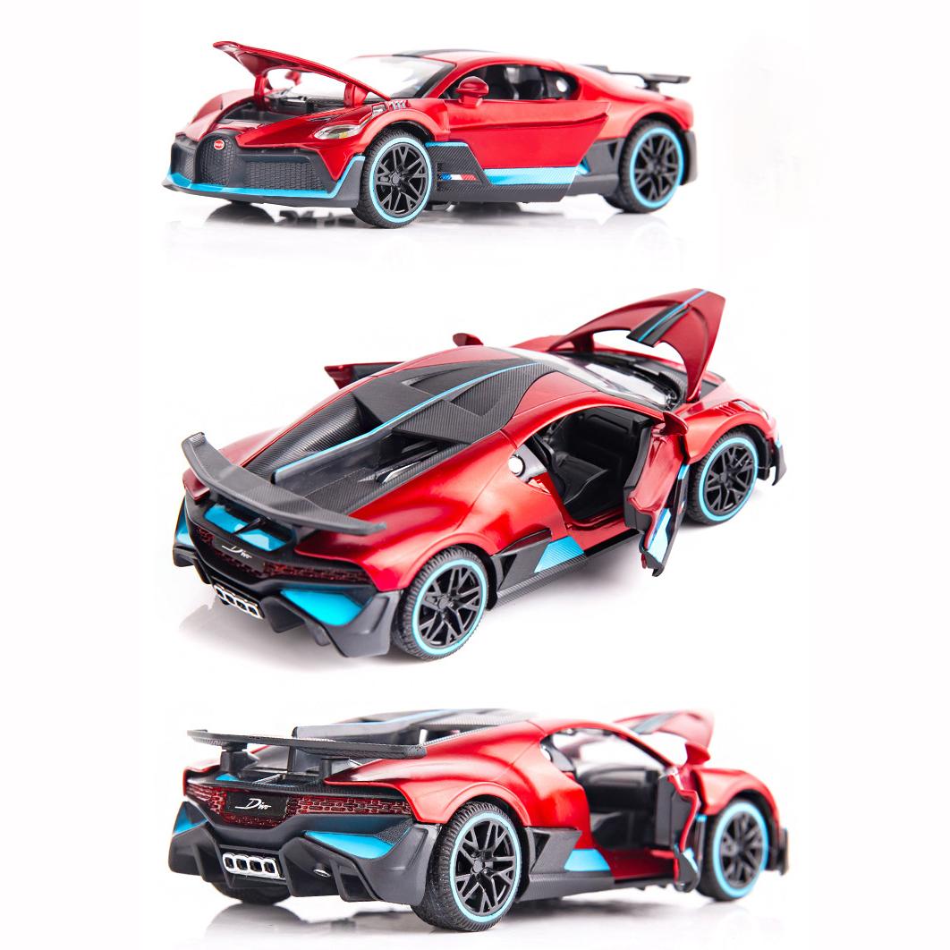 

Модель автомобиля Bugatti Divo в масштабе 1/32, игрушечная литая машина из цинкового сплава, транспортные средства со звуком и светом, игрушки для детей, подарки для мальчиков и девочек 14.5x7x4.5cm красный