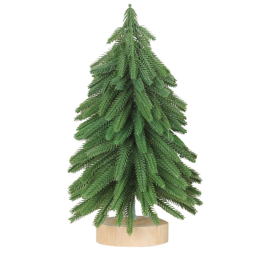 Mini Desktop Christmas Tree with Wooden Base Artificial Xmas Tree Tabletop Decor Realistic Scene Layout Prop Festival Decoration